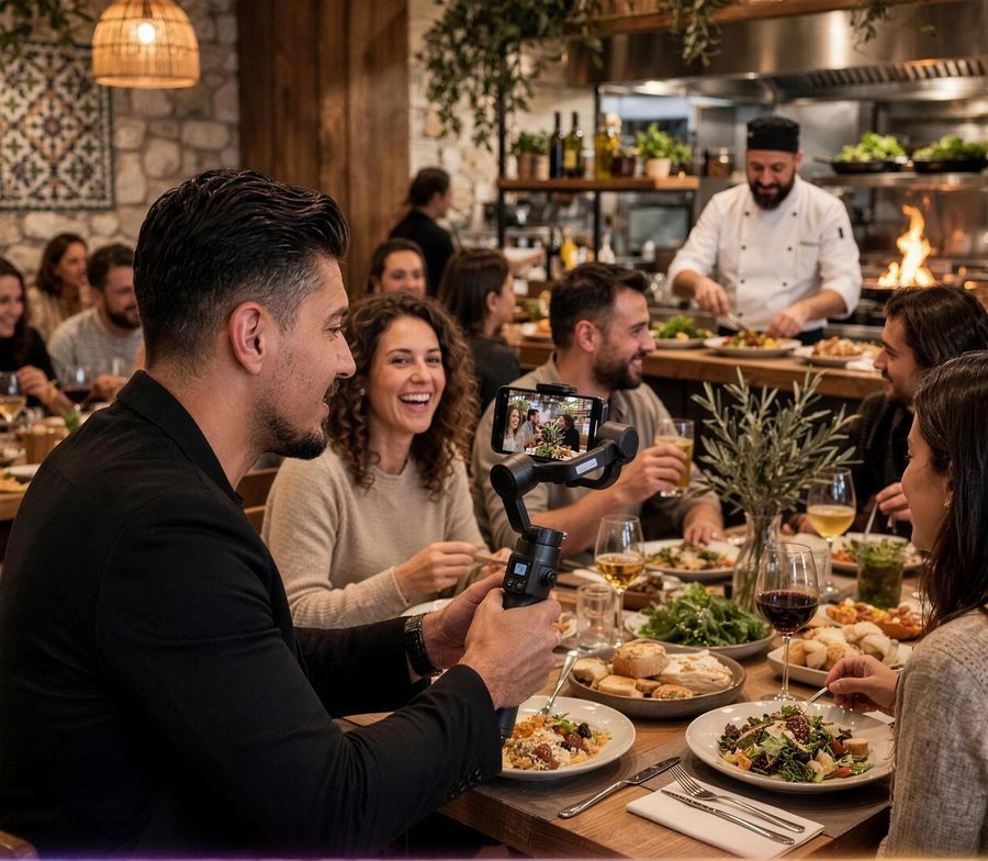 Tournage au gimbal dans un restaurant